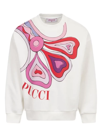 Детская толстовка PUCCI Junior с цветочным принтом, слоновая кость