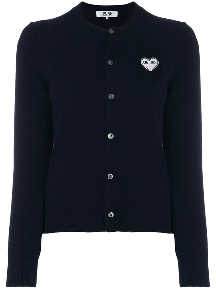 Женский кардиган COMME des GARONS PLAY с вышитым сердцем, синий