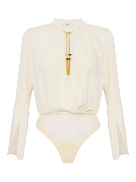 Женское боди Elisabetta Franchi из жоржета, слоновая кость