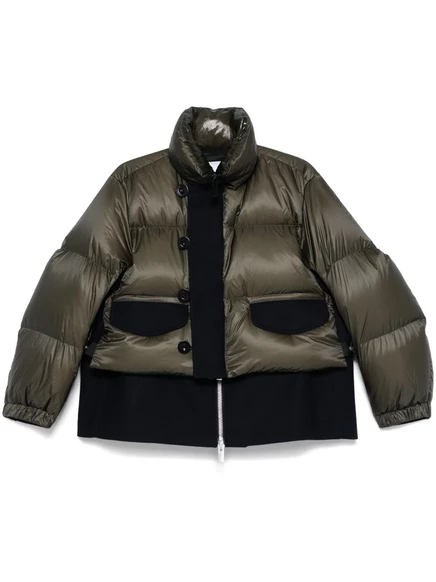 Женская пуховая куртка Sacai многослойная, хаки