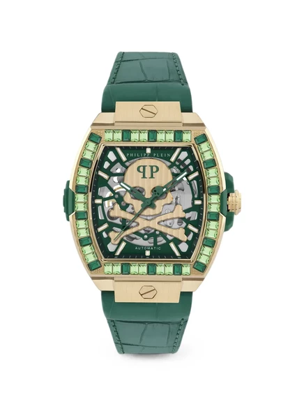 Женские часы Philipp Plein Skeleton Baguettes, зеленые