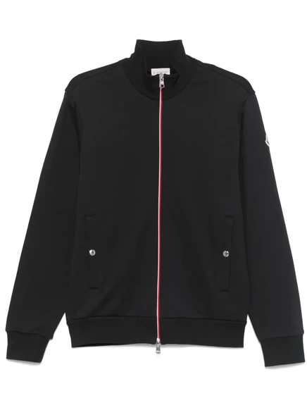 Хлопчатобумажная толстовка Moncler с трехцветной отделкой синего цвета