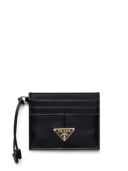 Женский кожаный кошелек для карт Prada, черный