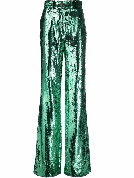 Широкие брюки Philipp Plein, украшенные блестками green