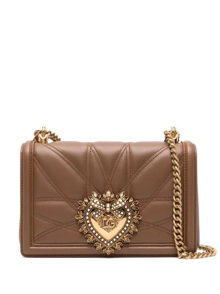 Стеганая сумка через плечо Dolce & Gabbana medium Devotion brown