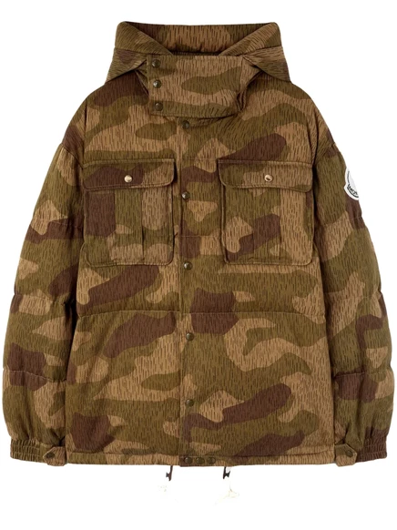 Длинное пальто-парка с камуфляжным принтом Palm Angels x Moncler x Moncler