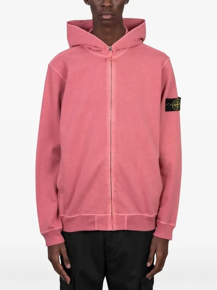 Мужское худи Stone Island с логотипом, розовое