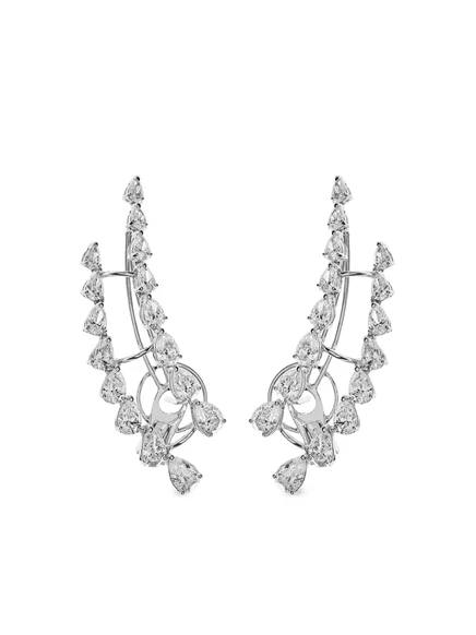 Серьги-каффы Jewels Aficionado 18K с бриллиантами, серебристые