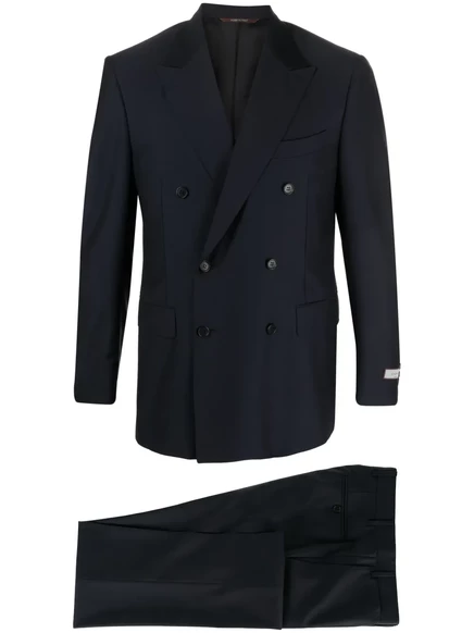 Двубортный шерстяной костюм Canali blue