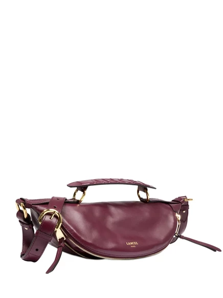Изогнутая кожаная сумка через плечо Lancel Origami из кожи оригами red