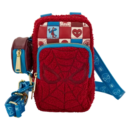 Сумка через плечо для мобильного телефона Loungefly Spider-Man Sherpa с мешочком для монет