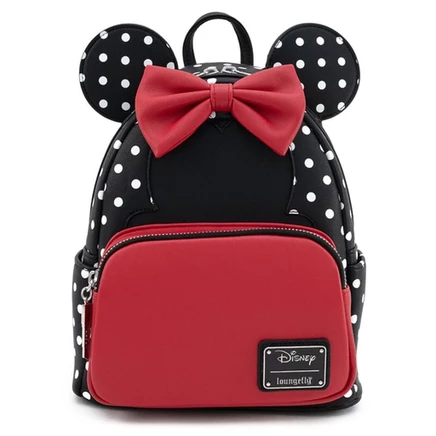 Мини-рюкзак Loungefly Disney Minnie Mouse в горох, черно-белый