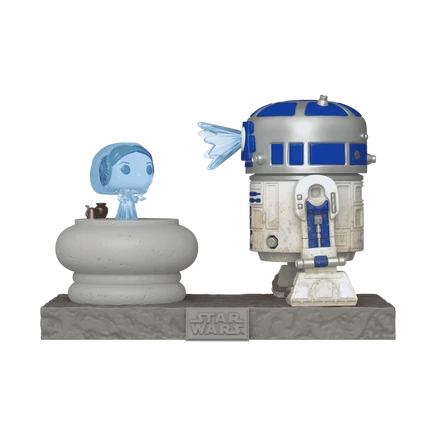 Фигурка Funko Pop Deluxe R2-D2 с голограммой принцессы Леи, 10 см