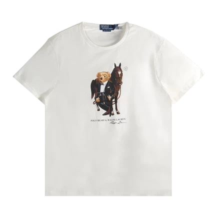 Мужская футболка Polo Ralph Lauren с медвежьим принтом, белая