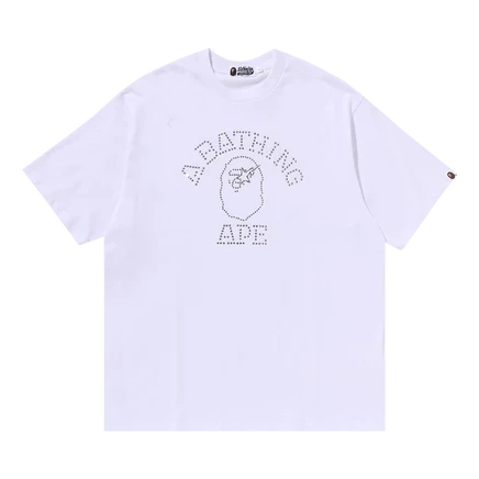 Футболка Bape Rhinestone College свободного кроя, белая