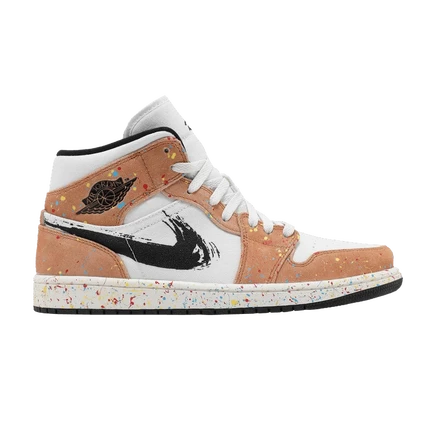 Кроссовки Air Jordan 1 Mid SE с брызгами краски, белые
