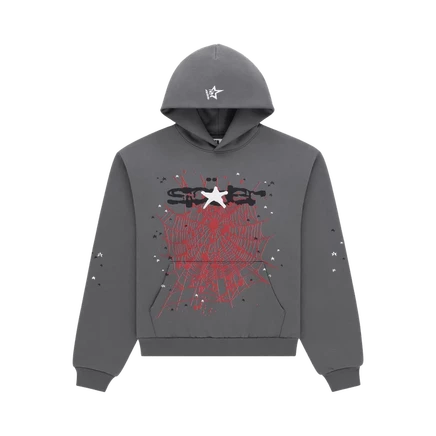 Худи SP5DER Splat Punk, серое