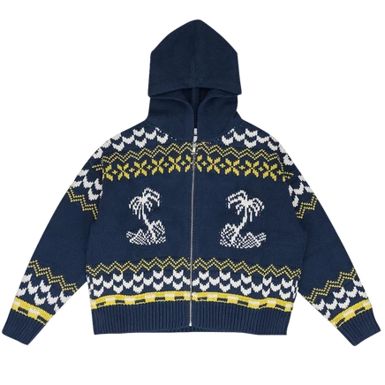 Вязаная кофта Rhude Palma на молнии, темно-синяя