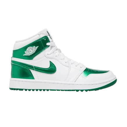 Кроссовки для гольфа Air Jordan 1 High «Pine Green», белые