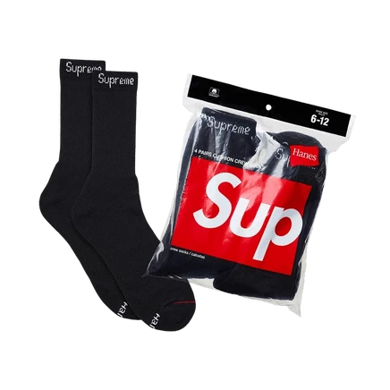 Носки Supreme x Hanes (4 пары), черные
