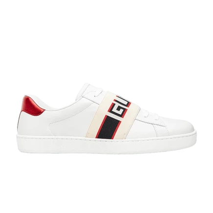 Кожаные кроссовки Gucci в полоску 'White Red Black' белый