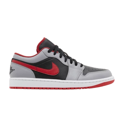 Кроссовки Air Jordan 1 Low Cement Fire Red, серо-красные