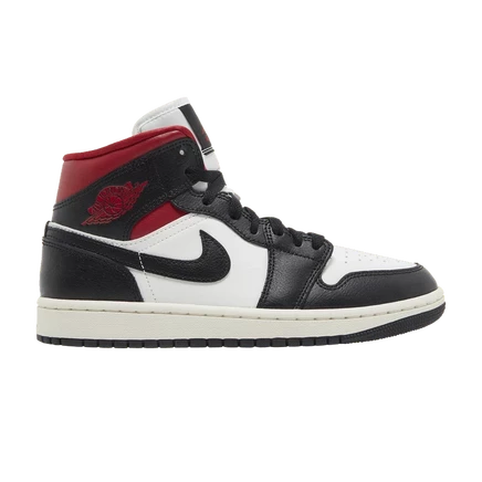 Женские кроссовки Air Jordan 1 Mid, черно-молочно-красные