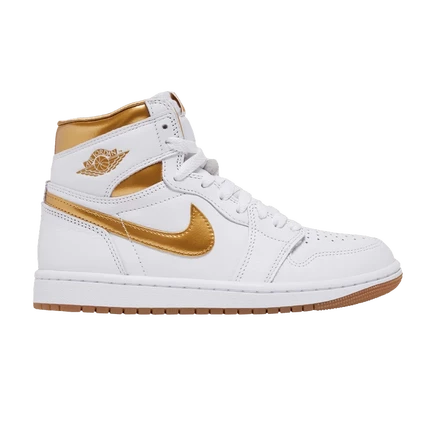 Женские кроссовки Air Jordan 1 Retro High OG Metallic Gold, белые