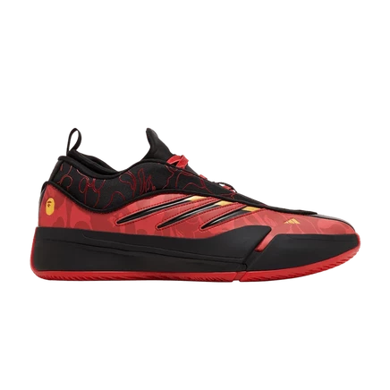 Кроссовки BAPE x adidas Dame 9 «Black Scarlet», красные