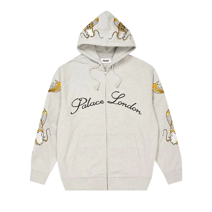 Худи на молнии Palace Carp Zip Hood, серый меланж
