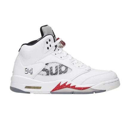 Кроссовки Air Jordan x Supreme 5 Retro, белые