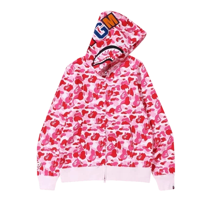 Унисекс худи Bape ABC Camo Shark на молнии, розовая