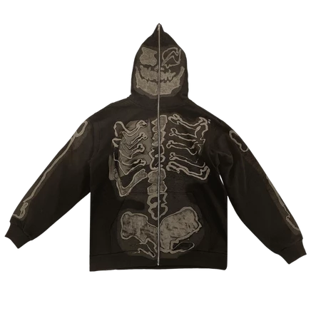 Кактус Джек от Трэвиса Скотта x Fragment Skeleton Graffiti Толстовка с капюшоном на молнии Redux 'Brown' коричневый