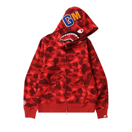 Худи Bape Color Camo Shark на молнии, красное