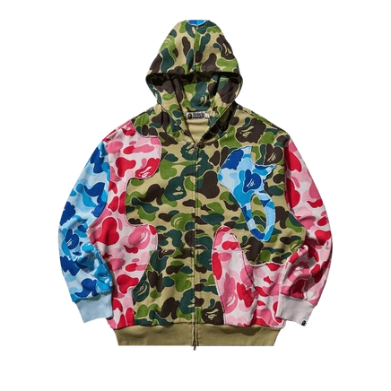 Худи bape abc camo patchwork на молнии, разноцветное