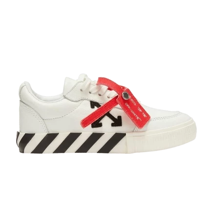 Детские кроссовки Off-White Vulc, кожаные бело-черные