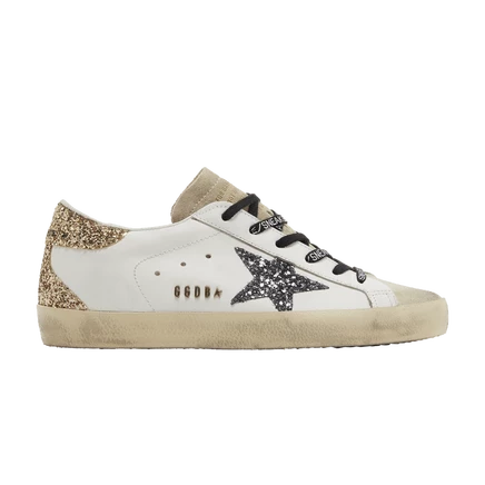 Женские кеды Golden Goose Superstar, белые с блестками