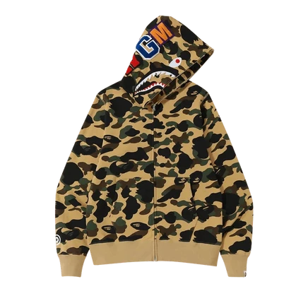 Унисекс худи Bape 1st Camo Shark на молнии, желтая