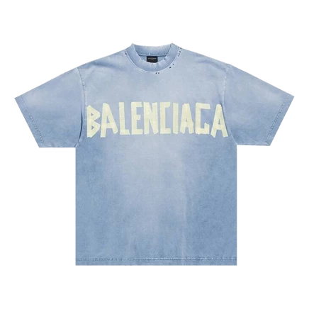 Футболка Balenciaga Tape Type средней посадки, бледно-голубая