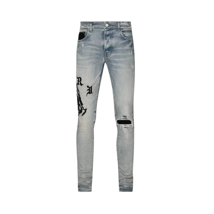 Джинсы Amiri x Wes Lang Reaper Logo, Clay Indigo