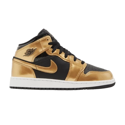 Детские кроссовки Air Jordan 1 Mid SE, черно-золотые