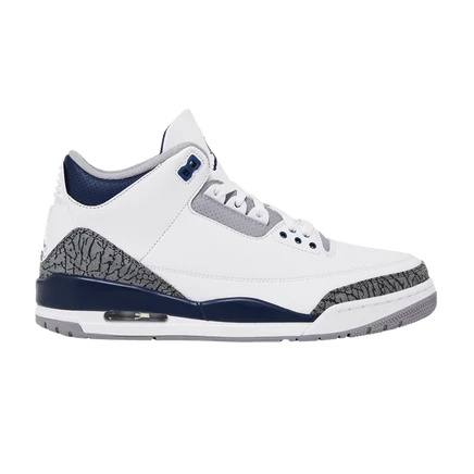 Кроссовки Air Jordan 3 Retro «Midnight Navy», белые