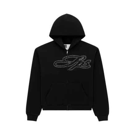 Мужское худи SP5DER Rhinestone Script, черное