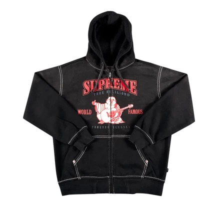 Худи на молнии Supreme x True Religion, черное