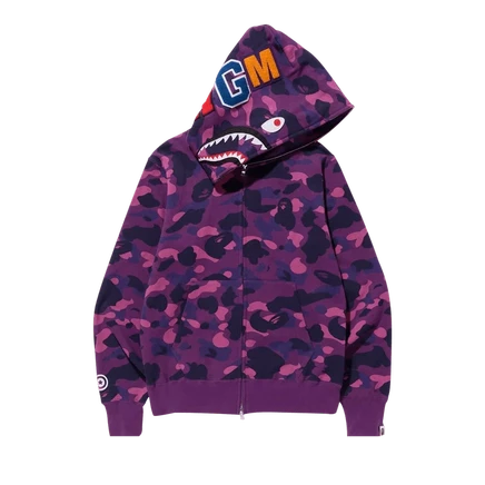Худи Bape Color Camo Shark на молнии, фиолетовое
