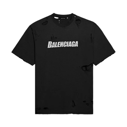 Мужская футболка Balenciaga Caps Destroyed, черная