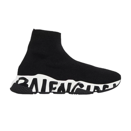 Женские кроссовки Balenciaga Speed Midsole Graffiti, черно-белые