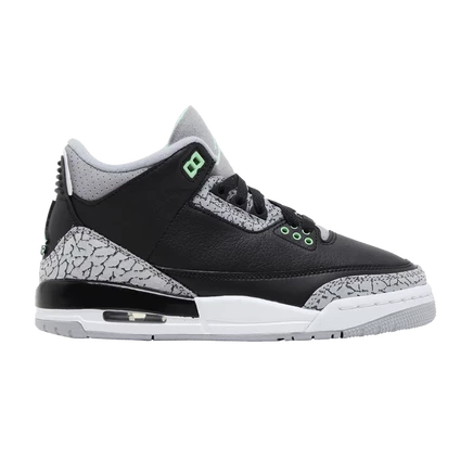 Детские кроссовки Air Jordan 3 Retro «Green Glow», черные