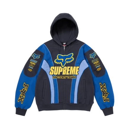 Толстовка на молнии Supreme x Fox Racing, темно-синяя