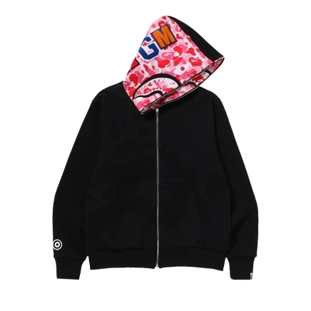 Худи bape reversible shark на молнии, розовая